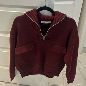 Zara burgundy used sweater in good condition size small